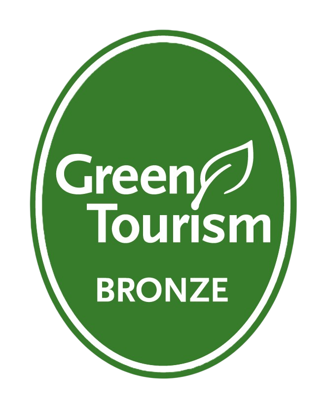 A green oval badge with a white border displaying the words "Green Tourism" with a leaf design above the "i" and the word "BRONZE" below, indicating a Bronze Green Tourism award.