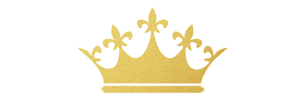 A golden crown with ornate designs, featuring three large points capped with fleur-de-lis shapes. The crown has a shiny, metallic texture and appears to be flat and two-dimensional against a black background, reminiscent of the regal elegance found in some of the finest hotels in London.